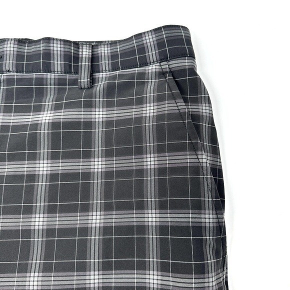 FootJoy FJ Gray Black Plaid Flat Front Polyester Spandex Golf Shorts Size 38 - Picture 6 of 9